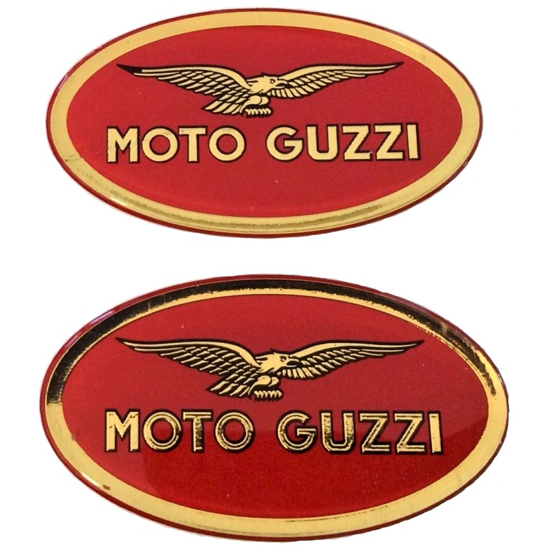 Adesivi in Resina 3D Moto Guzzi Oro su sfondo Rosso